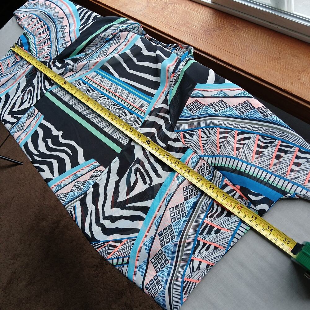 Express Retro Sheer Chiffon Swim Cover Medium oversized tribal neon kimono style - Picture 6 of 11